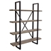 Montana 73-Inch 4-Tiered Shelf Unit in Rustic Oak Finish with Iron Frame - DIA3306