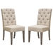 Set of Two Napa Tufted Dining Side Chairs in Sand Linen Fabric with Wood Legs in Grey Oak Finish - DIA3307