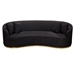 Raven Sofa in Black Suede Velvet with Brushed Gold Accent Trim - DIA3308