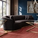Raven Sofa in Black Suede Velvet with Brushed Gold Accent Trim - DIA3308
