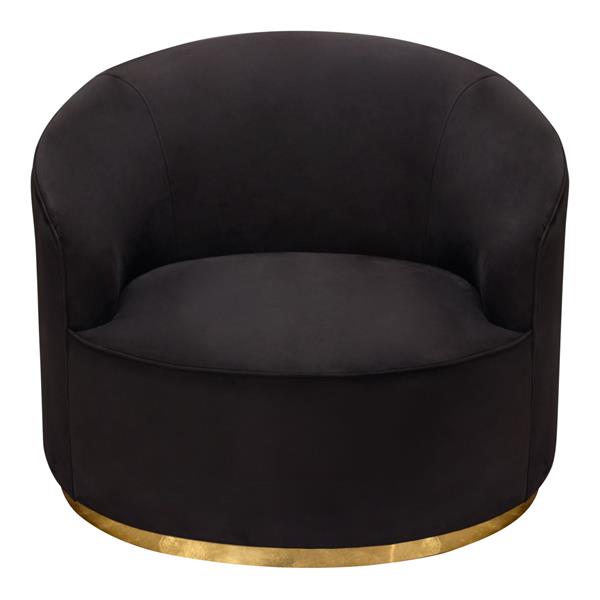 Raven Chair in Black Suede Velvet with Brushed Gold Accent Trim 