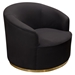 Raven Chair in Black Suede Velvet with Brushed Gold Accent Trim - DIA3309