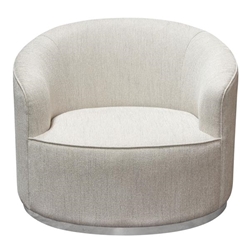 Raven Chair in Light Cream Fabric with Brushed Silver Accent Trim 