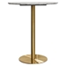 Stella 36-Inch Round Bar Height Table with Faux Marble Top and Brushed Gold Metal Base - DIA3320