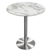 Stella 36-Inch Round Bar Height Table with Faux Marble Top and Brushed Silver Metal Base - DIA3321