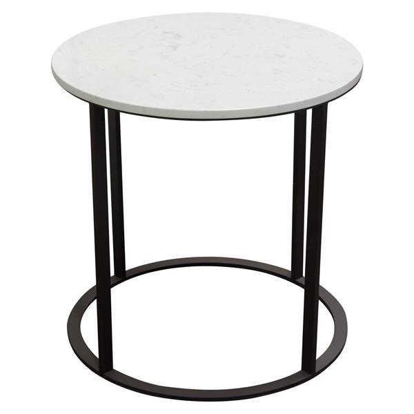 Surface Round End Table with Engineered Marble Top 
