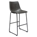 Theo Set of Two Bar Height Chairs in Weathered Grey Leatherette with Black Metal Base - DIA3325