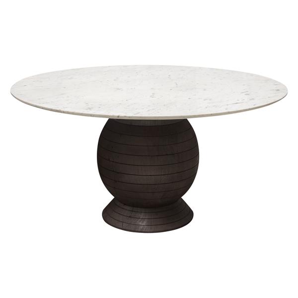 Ashe Round Dining Table with Genuine White Marble Top 