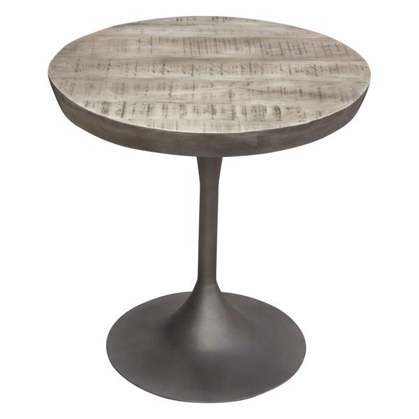 Beckham 30-Inch Round Dining Table with Solid Mango Wood Top in Grey Finish 