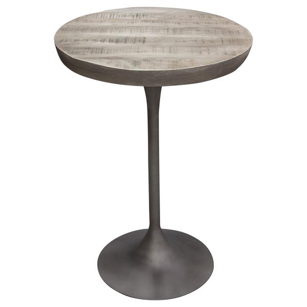 Beckham 30-Inch Round Bar Height Table with Solid Mango Wood Top in Grey Finish 