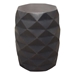 Fig Solid Mango Wood Accent Table in Grey Finish with Geometric Motif - DIA3340