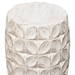 Fig Solid Mango Wood Accent Table in Distressed White Finish with Leaf Motif - DIA3341