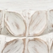 Fig Solid Mango Wood Accent Table in Distressed White Finish with Leaf Motif - DIA3341