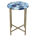 Mika Round Accent Table with Blue Agate Top and Brass Base - DIA3350