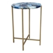 Mika Round Accent Table with Blue Agate Top and Brass Base - DIA3350