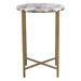 Mika Round Accent Table with Grey Agate Top and Brass Base - DIA3351