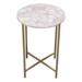 Mika Round Accent Table with Rose Quartz Top and Brass Base - DIA3352