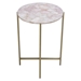 Mika Round Accent Table with Rose Quartz Top and Brass Base - DIA3352