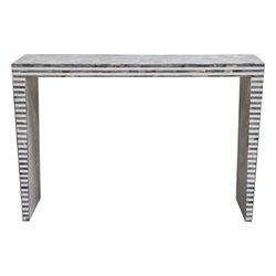 Mosaic Console Table with Bone Inlay in Linear Pattern 