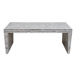 Mosaic Cocktail Table with Bone Inlay in Linear Pattern 