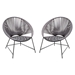 Pablo 2-Pack Accent Chairs in Black and Grey Rope with Black Metal Frame - DIA3368