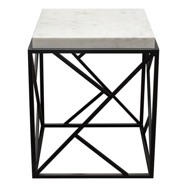 Plymouth Square Accent Table with Genuine Grey Marble Top 