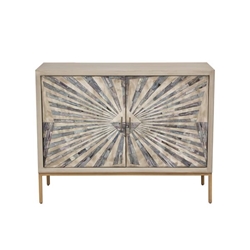 Prisma 2-Door Accent Cabinet with Dyed Bone Inlay Sunburst with Brass Legs 