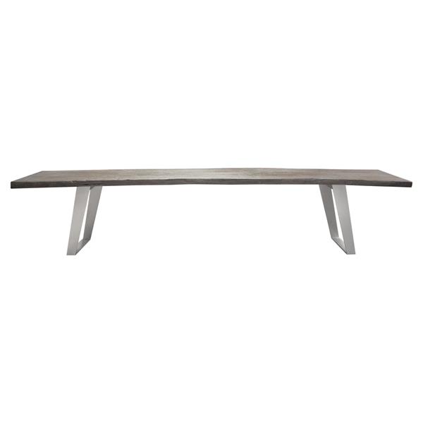 Titan Solid Acacia Wood Accent Bench in Espresso Finish with Silver Metal Inlay 