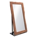 Vista Solid Acacia Wood Mirror with Live Edge in Walnut Finish with Gold Inlay - DIA3391