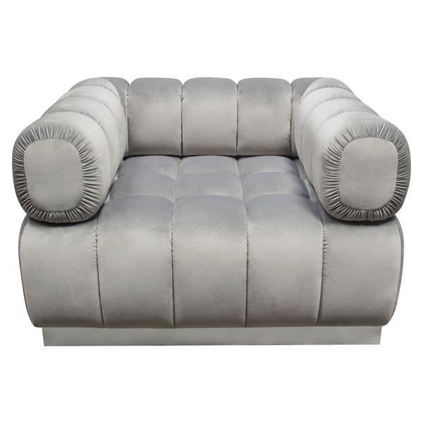 Image Low Profile Chair in Platinum Grey Velvet with Brushed Silver Base 