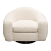 Pascal Swivel Chair in Bone Boucle Textured Fabric with Contoured Arms and Back - DIA3410
