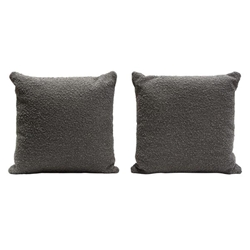 Set of Two 16-Inch Square Accent Pillows in Charcoal Boucle Textured Fabric 