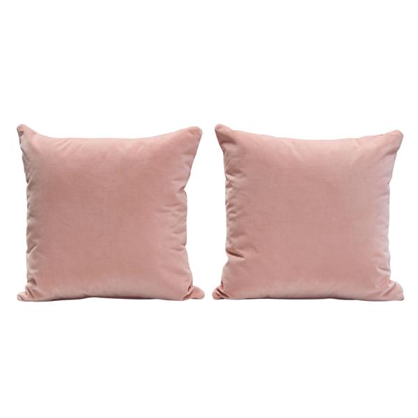 Set of Two 16-Inch Square Accent Pillows in Blush Pink Velvet 