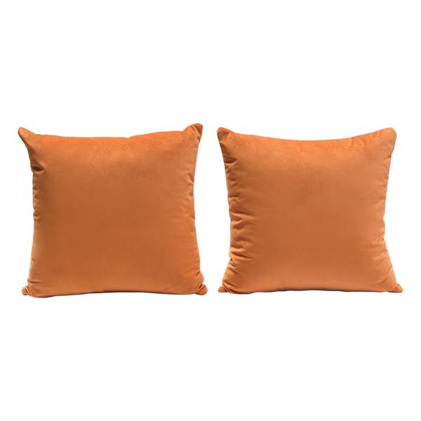 Set of Two 16-Inch Square Accent Pillows in Rust Orange Velvet 