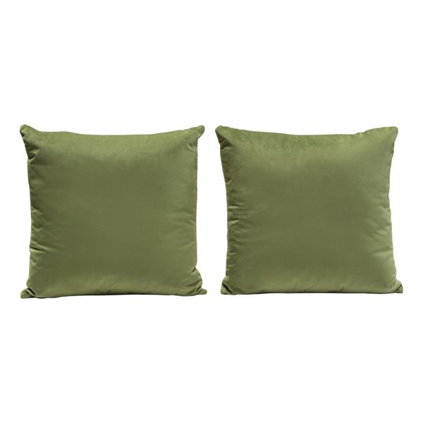 Set of Two 16-Inch Square Accent Pillows in Sage Green Velvet 