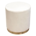 Sorbet Round Accent Ottoman in Cream Velvet with Gold Metal Band Accent - DIA3428
