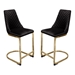 Vogue Set of Two Bar Height Chairs in Black Velvet with Gold Metal Base - DIA3434
