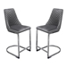 Vogue Set of Two Bar Height Chairs in Grey Velvet with Silver Metal Base - DIA3435