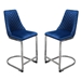 Vogue Set of Two Bar Height Chairs in Navy Blue Velvet with Silver Metal Base - DIA3436