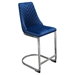 Vogue Set of Two Bar Height Chairs in Navy Blue Velvet with Silver Metal Base - DIA3436