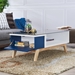 Ludwig Mid-Century Modern Glass Top Coffee Table in Navy - FOA1008