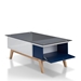 Ludwig Mid-Century Modern Glass Top Coffee Table in Navy - FOA1008