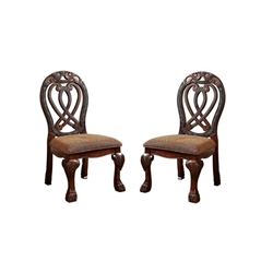 Beau Traditional Padded Side Chairs in Cherry - Set of Two 
