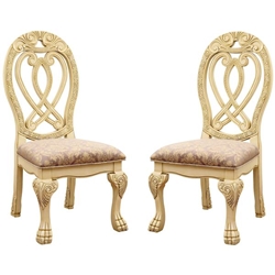 Beau Traditional Padded Side Chairs in White - Set of Two 