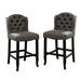 Lubbers Rustic Button Tufted Bar Chairs in Gray - Set of Two - FOA1040