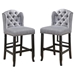 Lubbers Rustic Button Tufted Bar Chairs in Light Gray - Set of Two - FOA1041