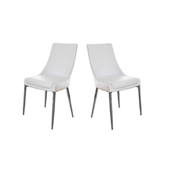 Eisen Contemporary Faux Leather Side Chairs in White - Set of Two 