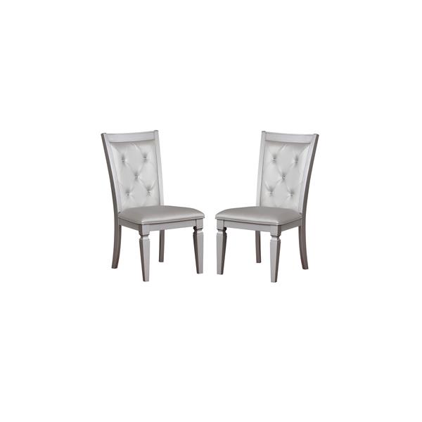 Morgen Contemporary Tufted Side Chairs in Silver - Set of Two 