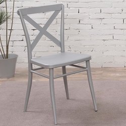 Bianca Industrial Steel Cross Back Side Chairs - Set of Two 