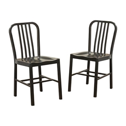Waterloo Industrial Steel Slat Back Side Chairs in Black - Set of Two 